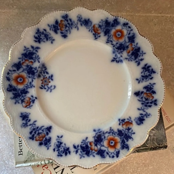 Antique 1880s English Bone China W.H Grindley Flow Blue set of 6 Plates - Picture 2 of 8